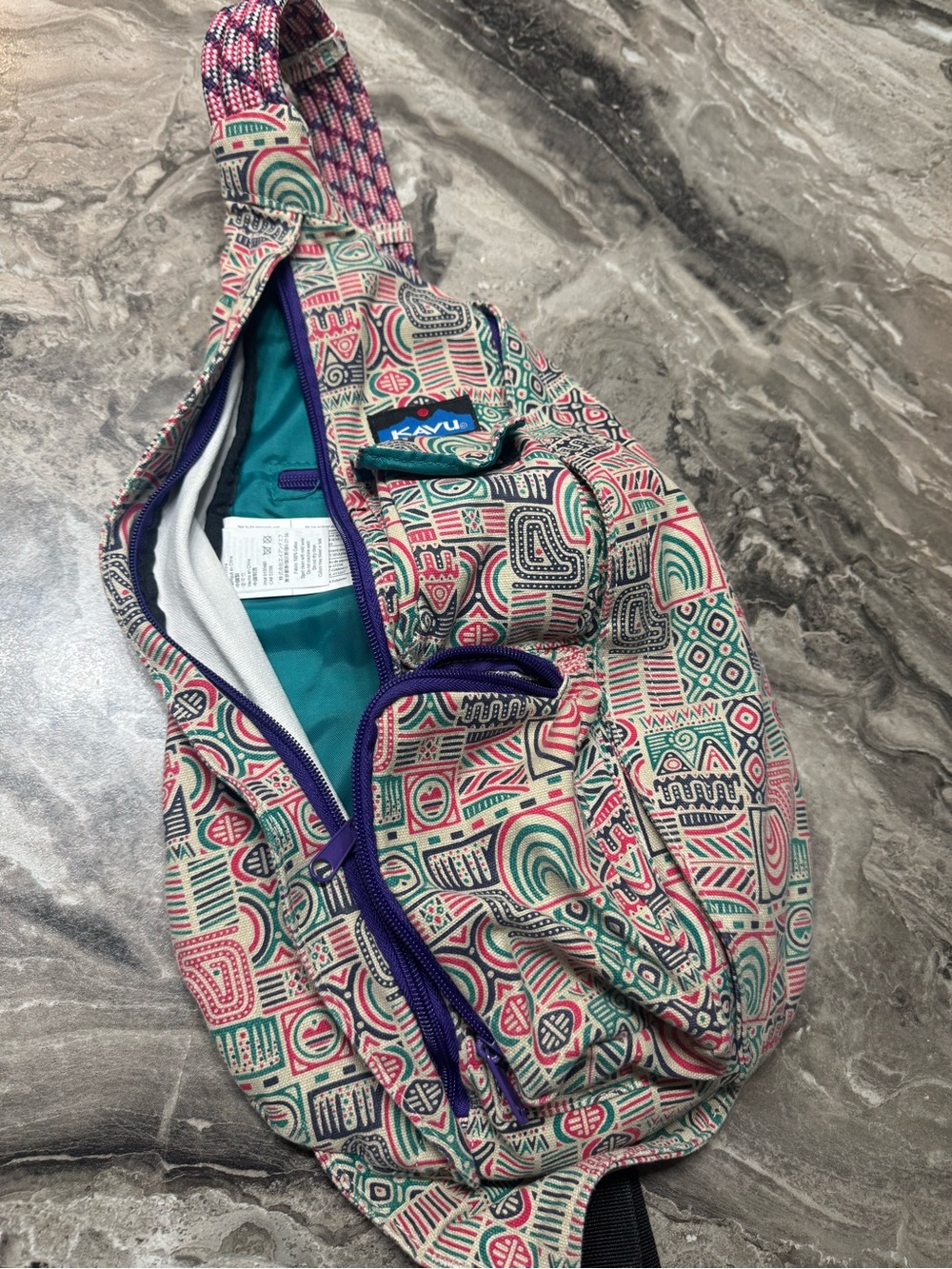 Kavu Teal, Pink & Purple Patterned Sling Bag